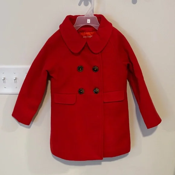 Joe Fresh Kids Bright Red Pea Coat - Picture 1 of 3